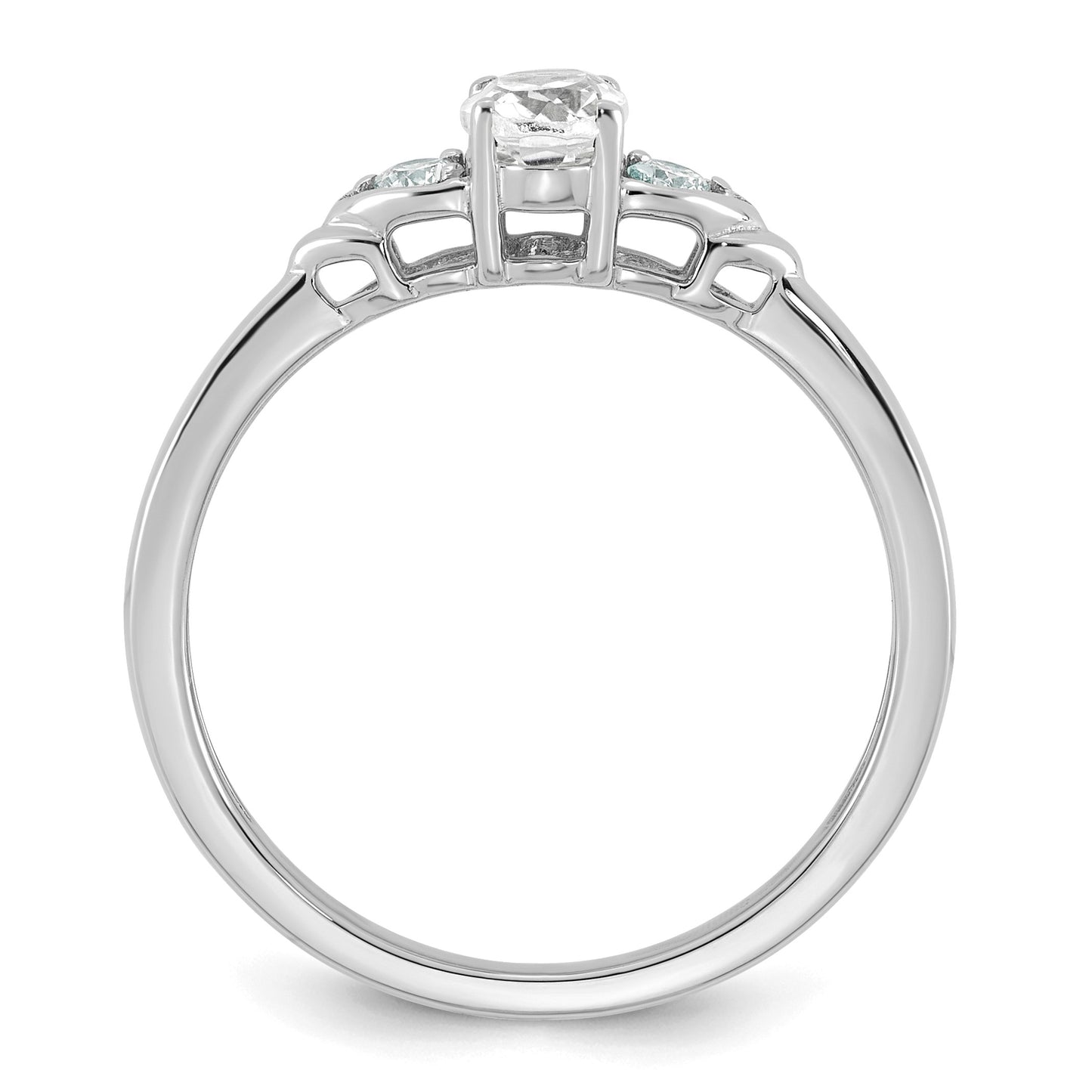 14k White Gold White Topaz & 1/10 carat Lab Grown Diamond VS/SI+ G+ April Birthstone Complete Ring
