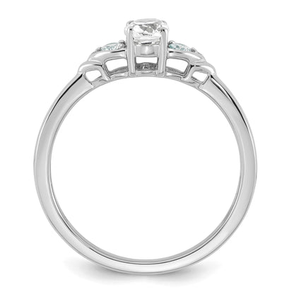 14k White Gold White Topaz & 1/10 carat Lab Grown Diamond VS/SI+ G+ April Birthstone Complete Ring