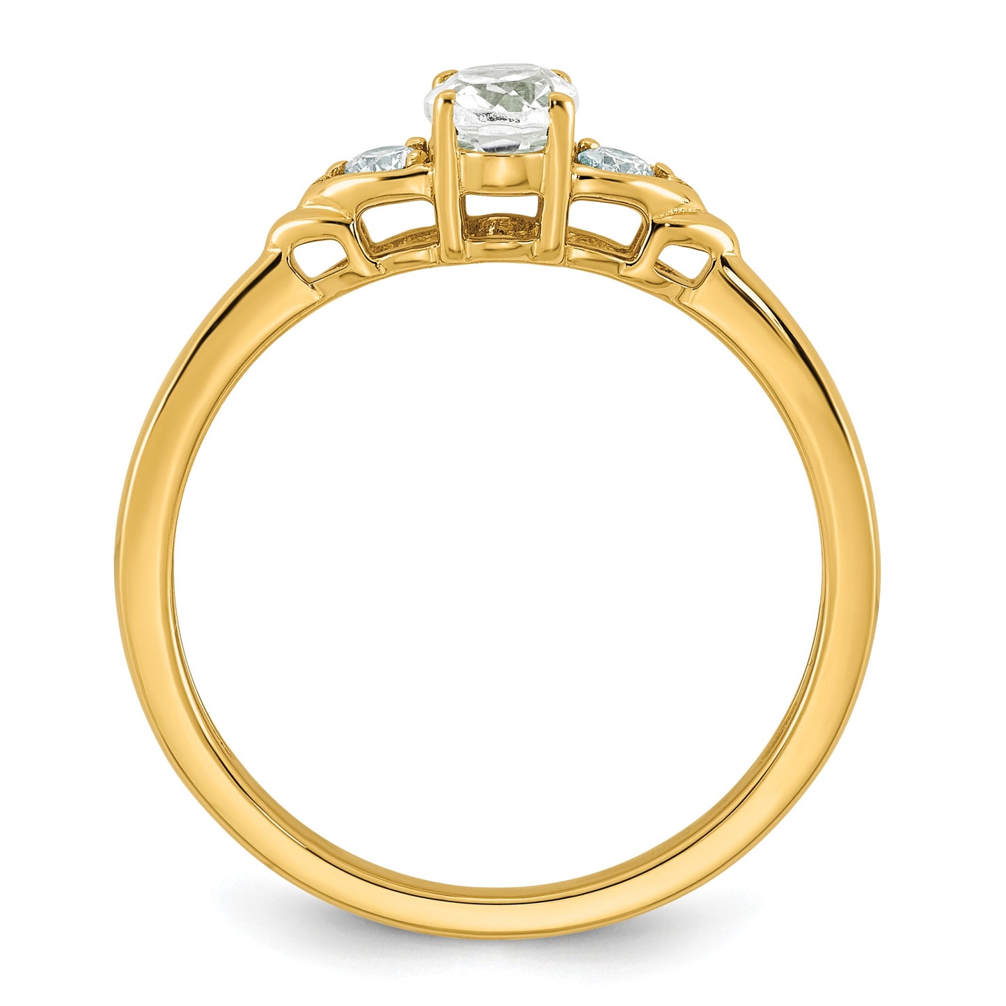 14k White Topaz & 1/10 carat Lab Grown Diamond VS/SI+ G+ April Birthstone Complete Ring