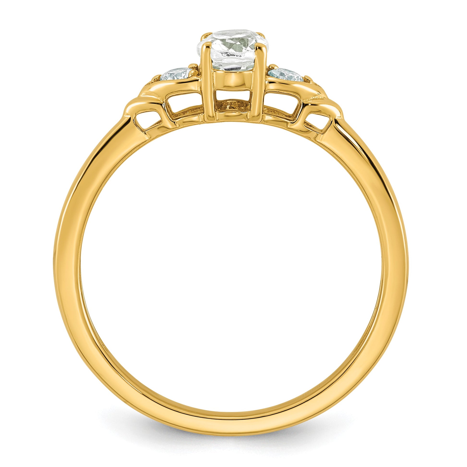 14k White Topaz & 1/10 carat Lab Grown Diamond VS/SI+ G+ April Birthstone Complete Ring
