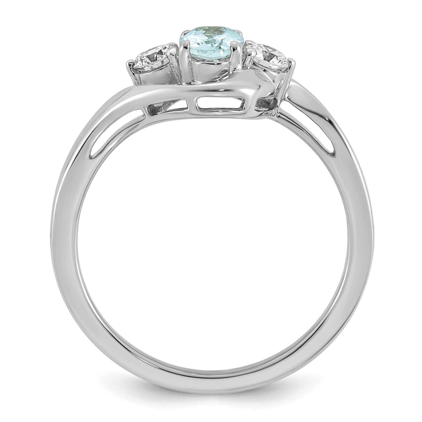 14k White Gold Aquamarine & 1/5 carat Lab Grown Diamond VS/SI+ G+ March Birthstone Complete Ring