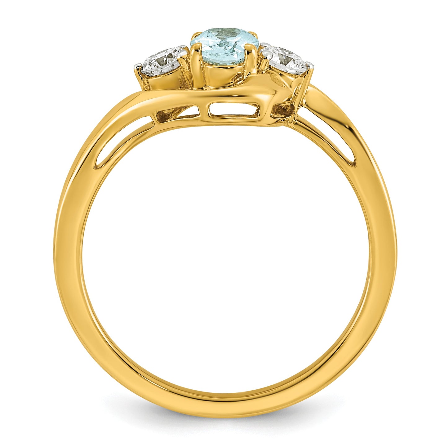 14k Aquamarine & 1/5 carat Lab Grown Diamond VS/SI+ G+ March Birthstone Complete Ring