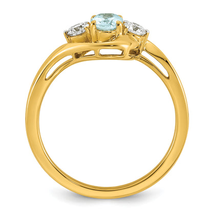 14k Aquamarine & 1/5 carat Lab Grown Diamond VS/SI+ G+ March Birthstone Complete Ring