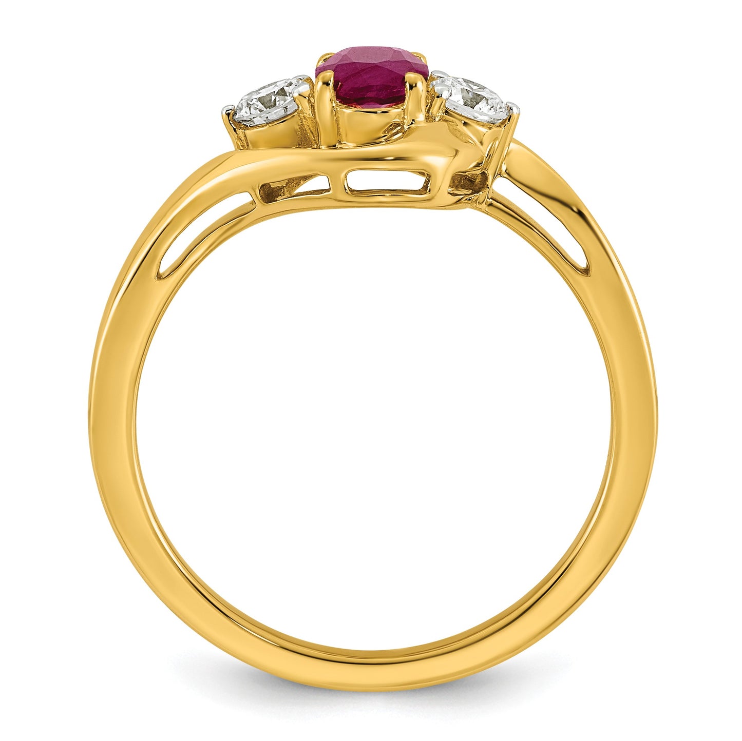 14k Lab Created Ruby & 1/5 carat Lab Grown Diamond VS/SI+ G+ July Birthstone Complete Ring