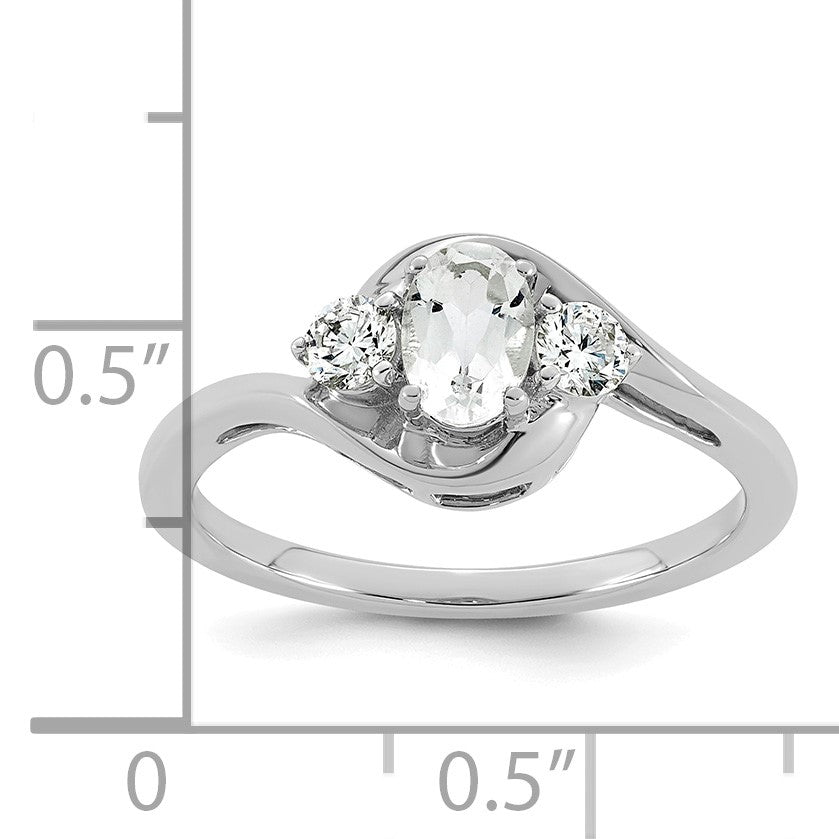 14k White Gold White Topaz & 1/5 carat Lab Grown Diamond VS/SI+ G+ April Birthstone Complete Ring
