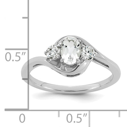 14k White Gold White Topaz & 1/5 carat Lab Grown Diamond VS/SI+ G+ April Birthstone Complete Ring