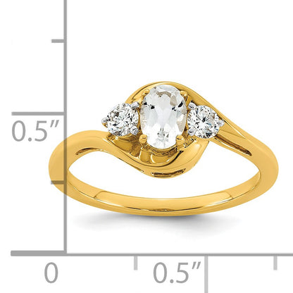 14k White Topaz & 1/5 carat Lab Grown Diamond VS/SI+ G+ April Birthstone Complete Ring