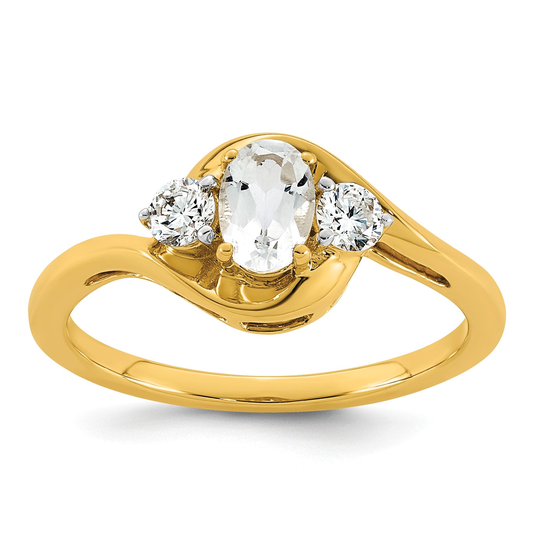 14k White Topaz & 1/5 carat Lab Grown Diamond VS/SI+ G+ April Birthstone Complete Ring