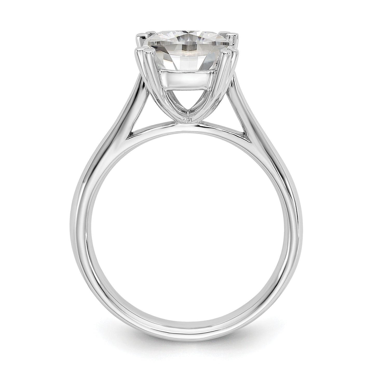 14kw 2.5ct 8.0mm D E F Pure Light Moissanite Cushion-cut Solitaire Eng. Rin