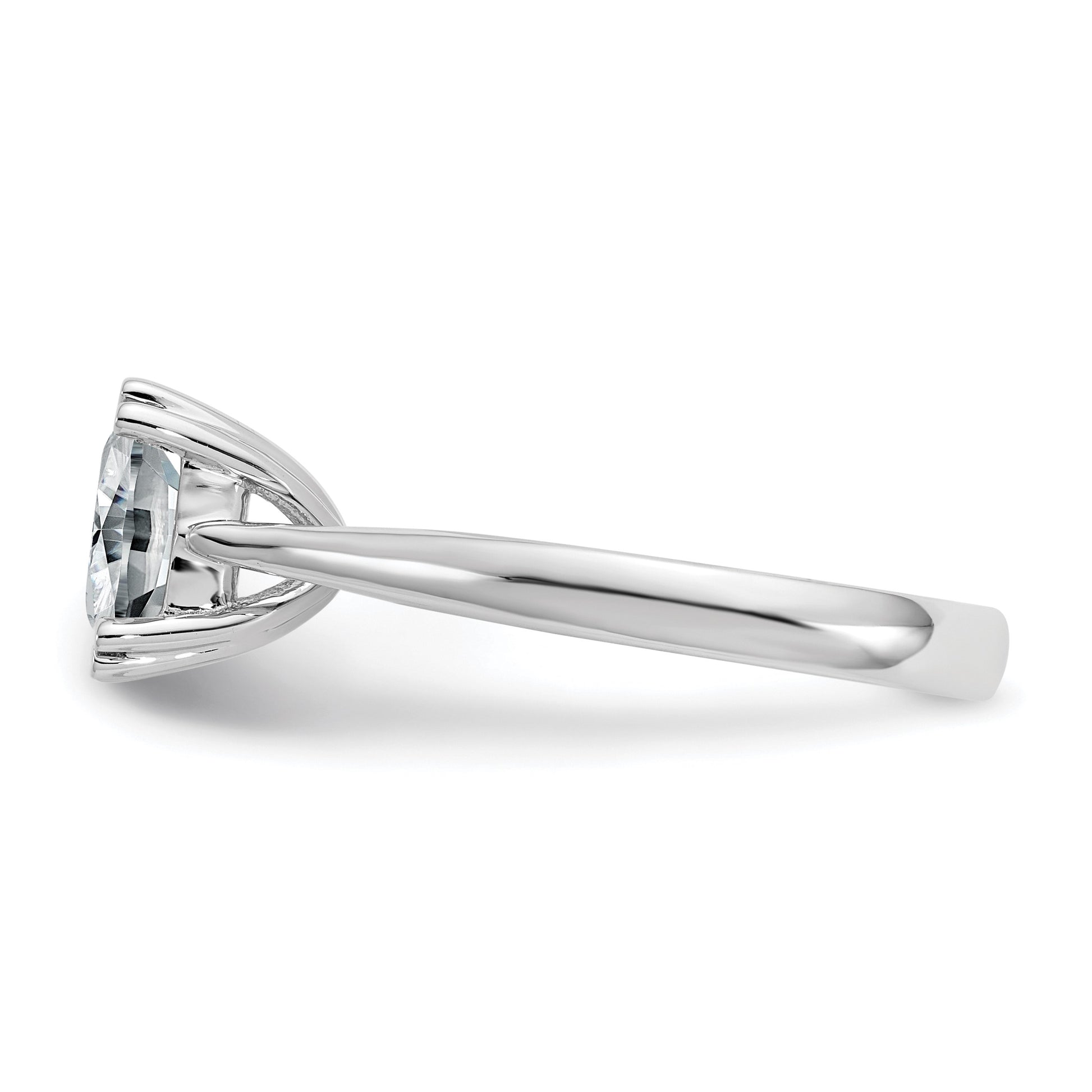 14kw 2.5ct 8.0mm D E F Pure Light Moissanite Cushion-cut Solitaire Eng. Rin