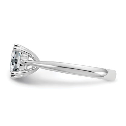 14kw 2.5ct 8.0mm D E F Pure Light Moissanite Cushion-cut Solitaire Eng. Rin