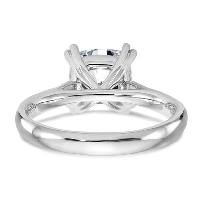14kw 2.5ct 8.0mm D E F Pure Light Moissanite Cushion-cut Solitaire Eng. Rin
