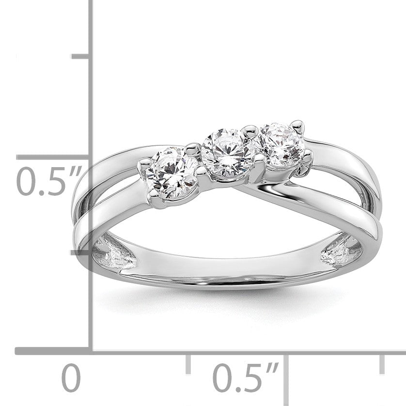 14K White Gold 3-Stone Diamond Engagement Ring