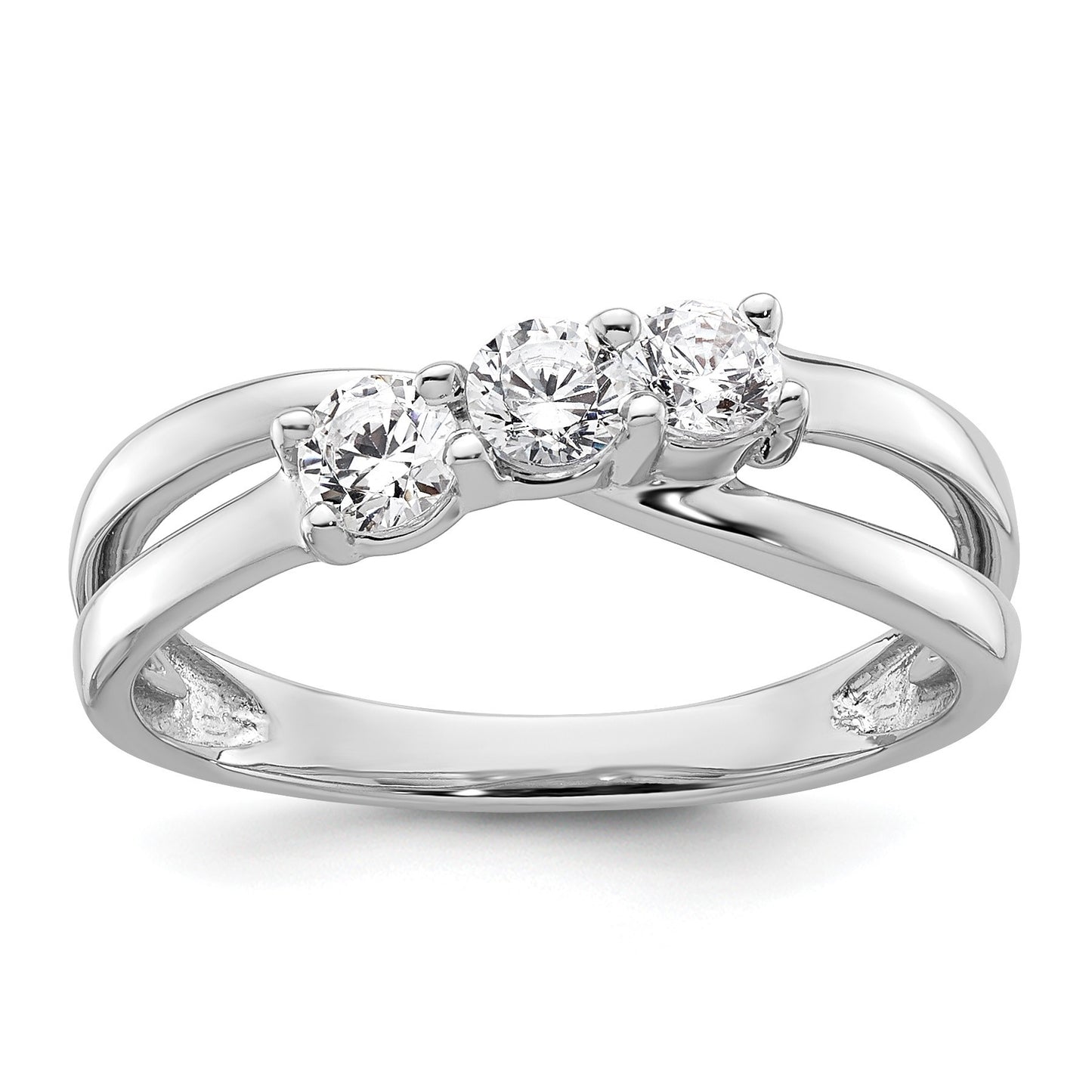 14K White Gold 3-Stone Diamond Engagement Ring