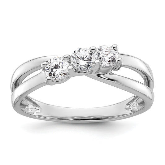14K White Gold 3-Stone Diamond Engagement Ring