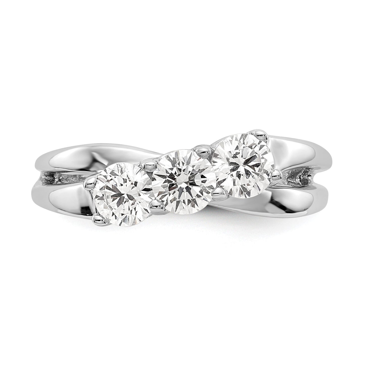 14K White Gold 3-Stone Diamond Engagement Ring