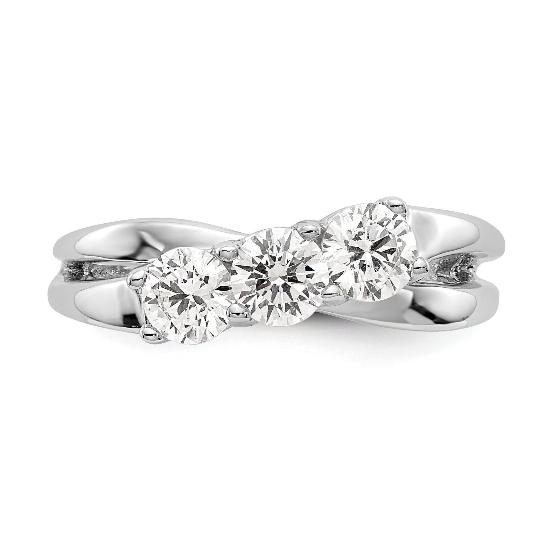 14K White Gold 3-Stone Diamond Engagement Ring