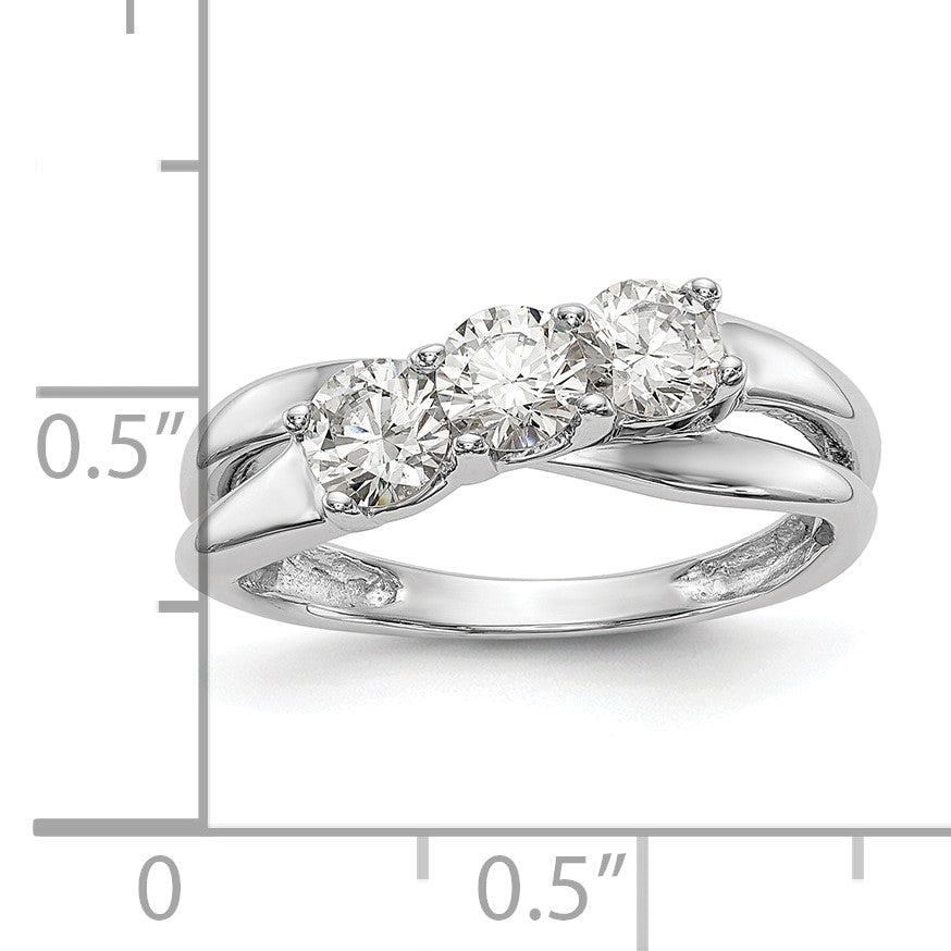 14K White Gold 3-Stone Diamond Engagement Ring