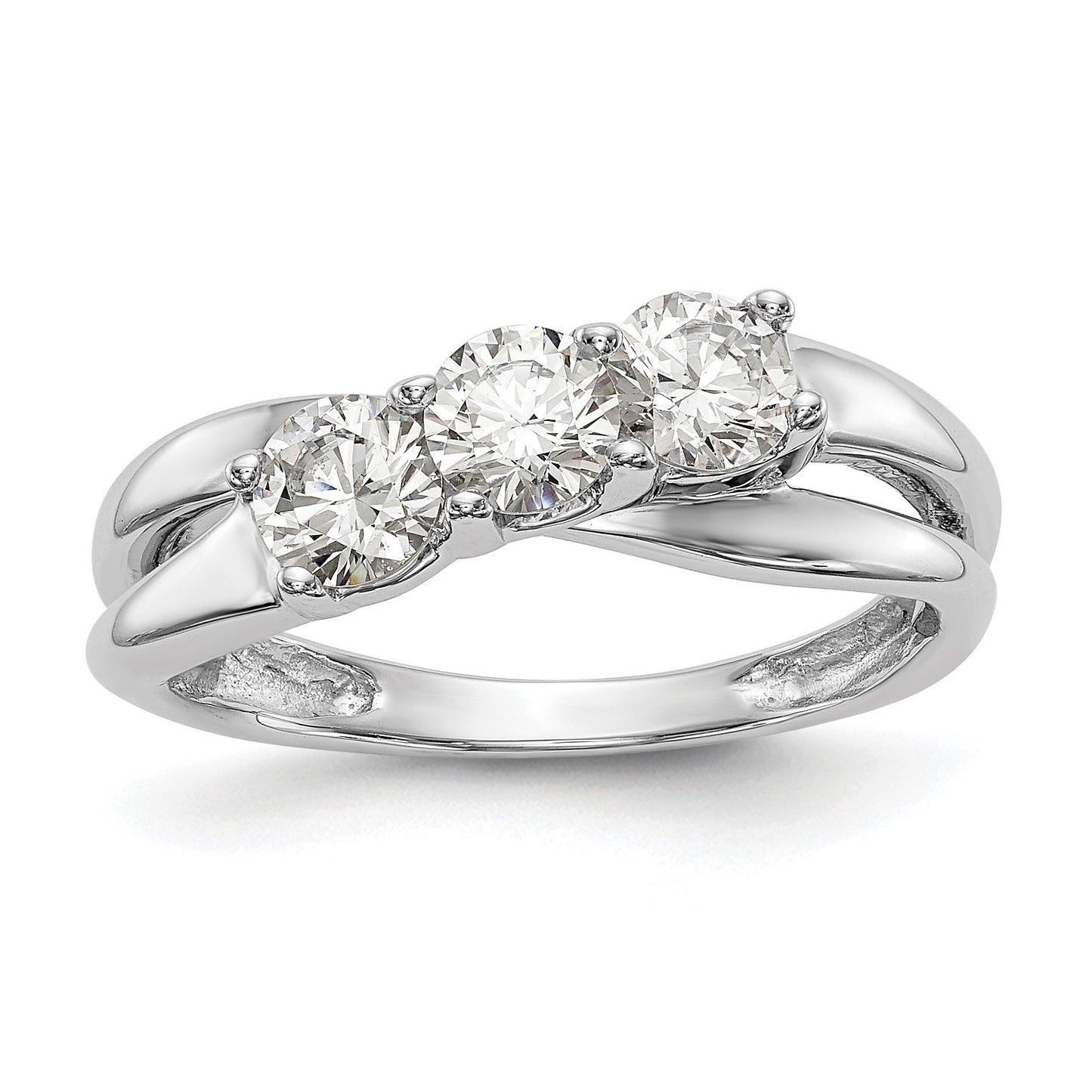 14K White Gold 3-Stone Diamond Engagement Ring