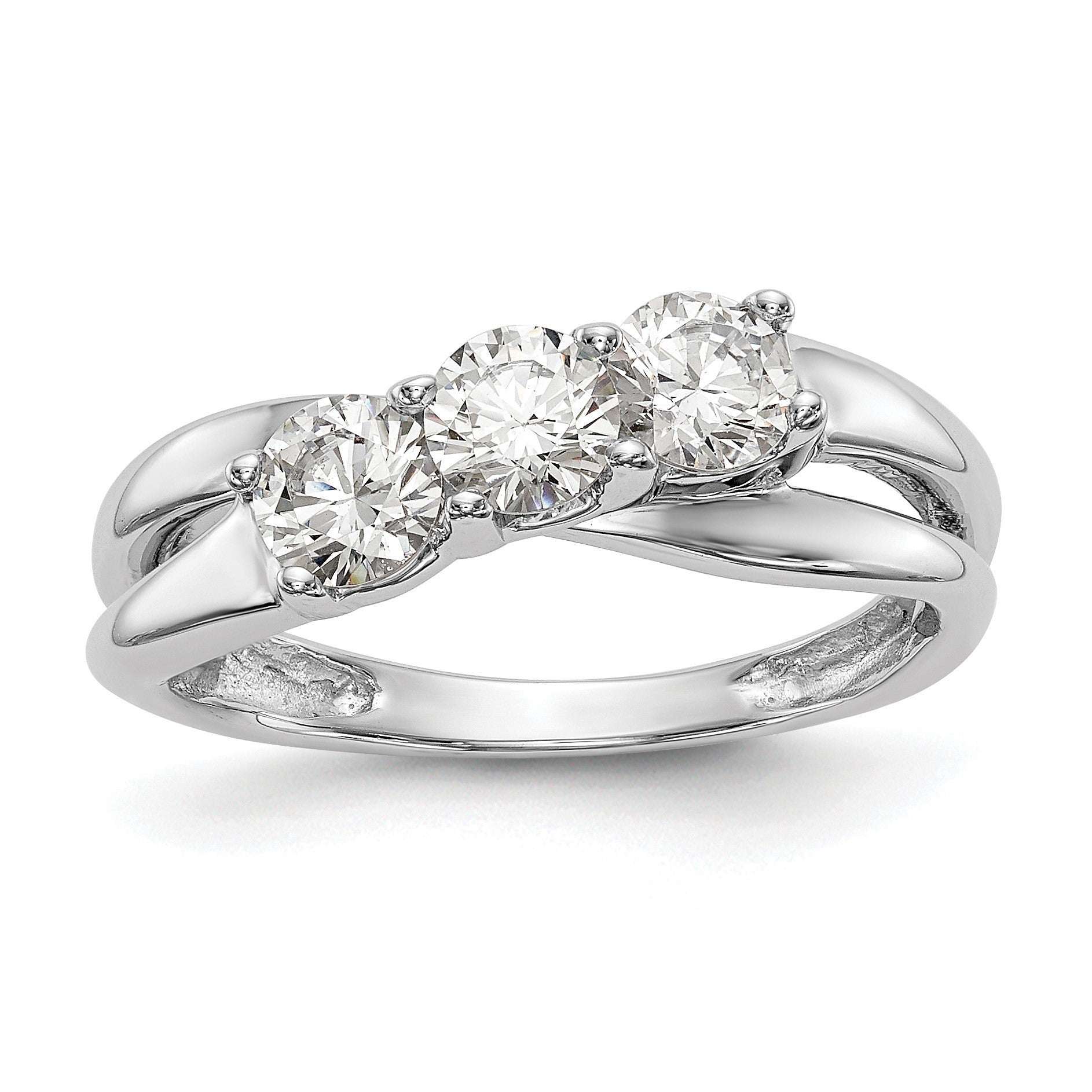 14K White Gold 3-Stone Diamond Engagement Ring