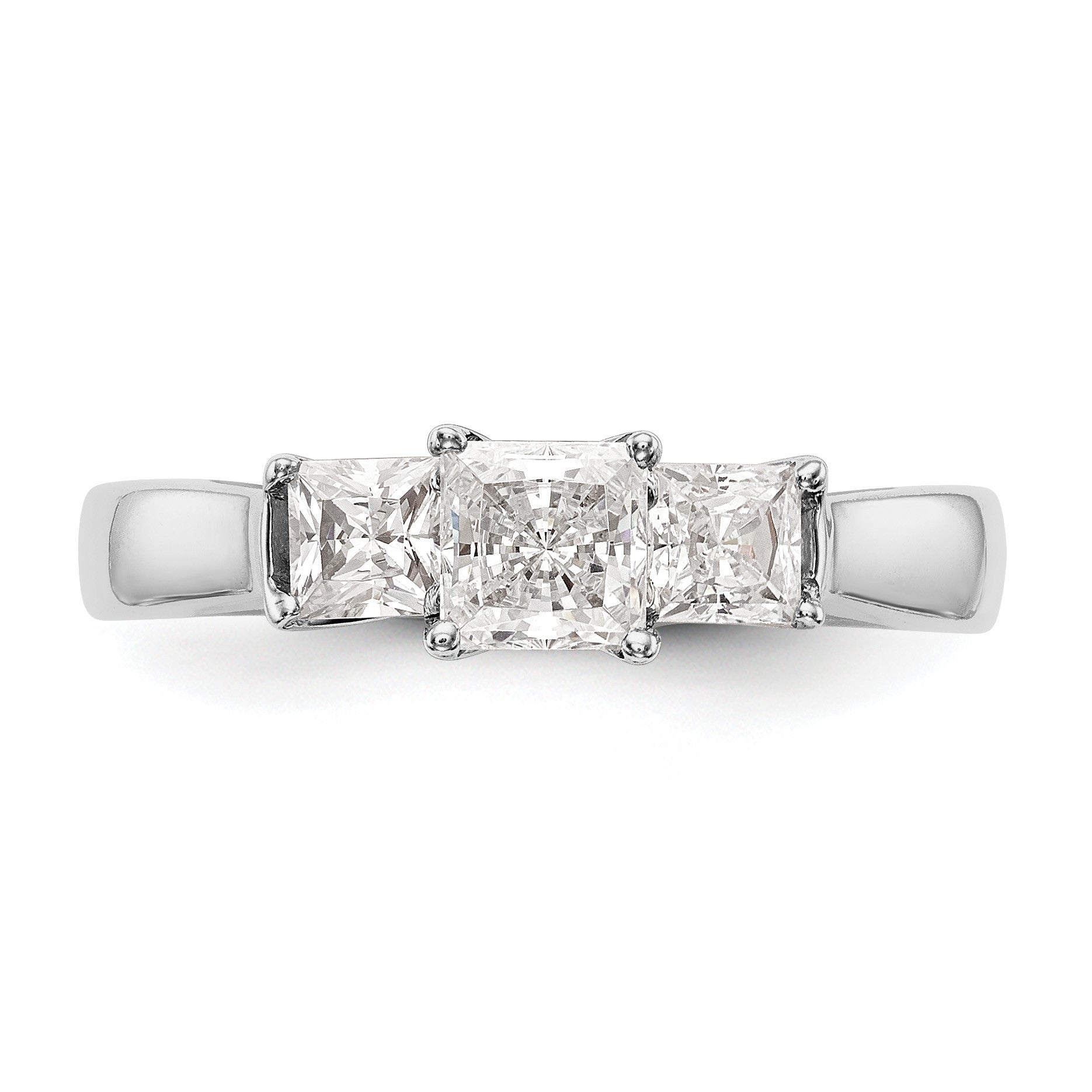 14K White Gold 3-Stone Diamond Semi-Mount Engagement Ring