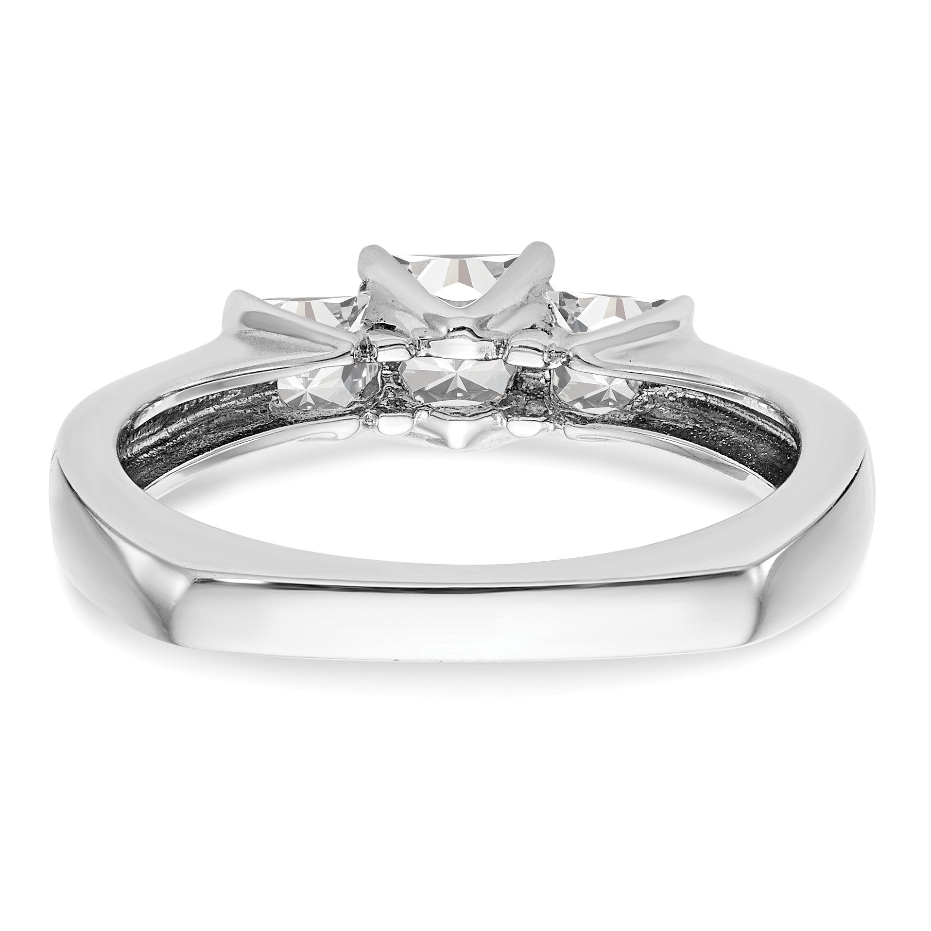 14K White Gold 3-Stone Diamond Semi-Mount Engagement Ring