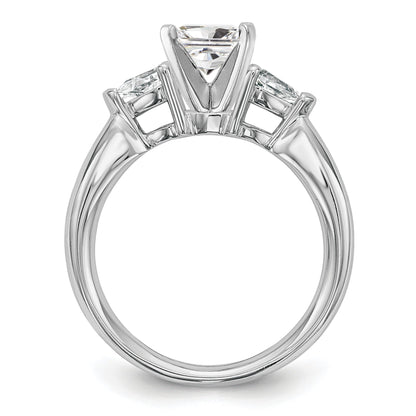 14K White Gold 3-Stone Peg Set Center (Holds (2-5x3mm) Pear Sides) Engagement Ring Mounting