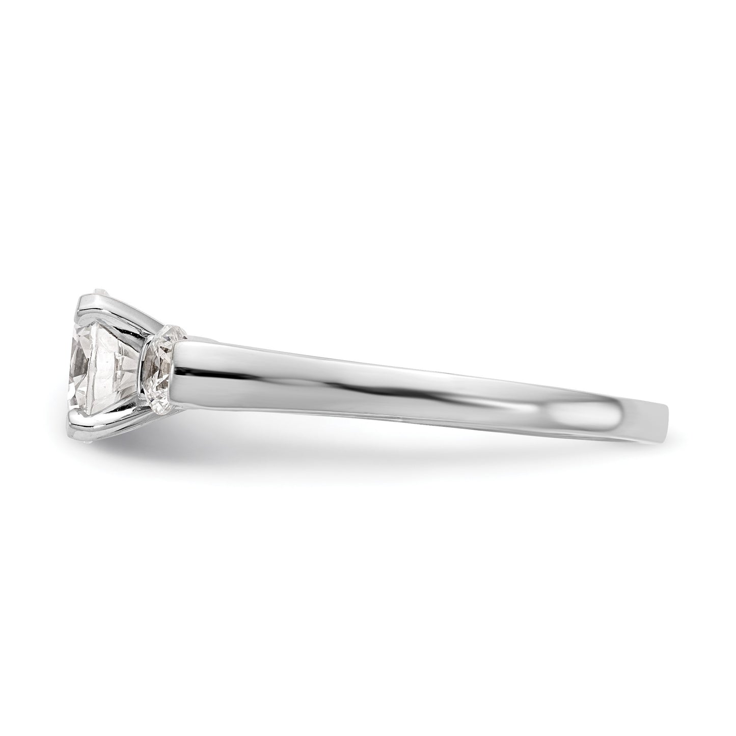 14K White Gold 3-Stone Peg Set Center (Holds (2-3.7mm) Round Sides) Engagement Ring Mounting
