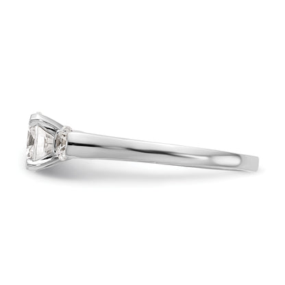 14K White Gold 3-Stone Peg Set Center (Holds (2-3.7mm) Round Sides) Engagement Ring Mounting