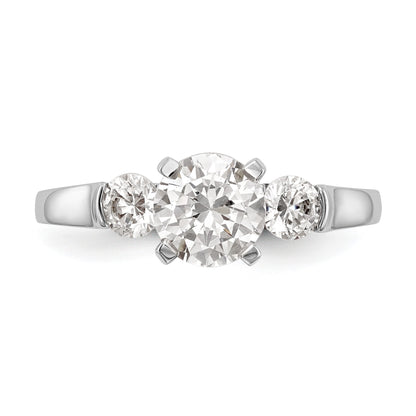 14K White Gold 3-Stone Peg Set Center (Holds (2-3.7mm) Round Sides) Engagement Ring Mounting