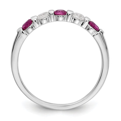 14k White Gold 1/5 carat Diamond and Ruby Complete Band