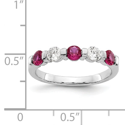 14k White Gold 1/3 carat Diamond and Ruby Complete Band
