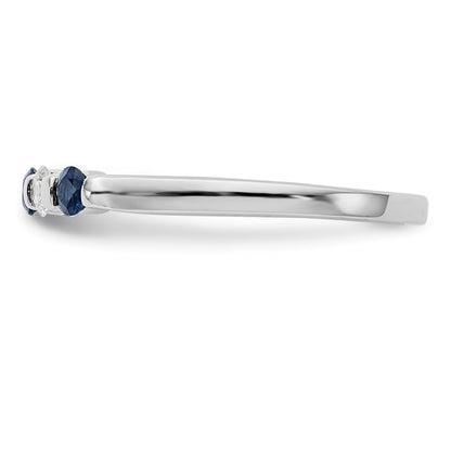 14k White Gold 1/10 carat Diamond and Blue Sapphire Complete Band