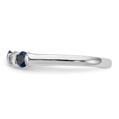 14k White Gold 1/5 carat Diamond and Blue Sapphire Complete Band