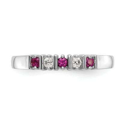 14k White Gold 1/15 carat Diamond and Ruby Complete Band