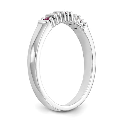 14k White Gold 1/15 carat Diamond and Ruby Complete Band