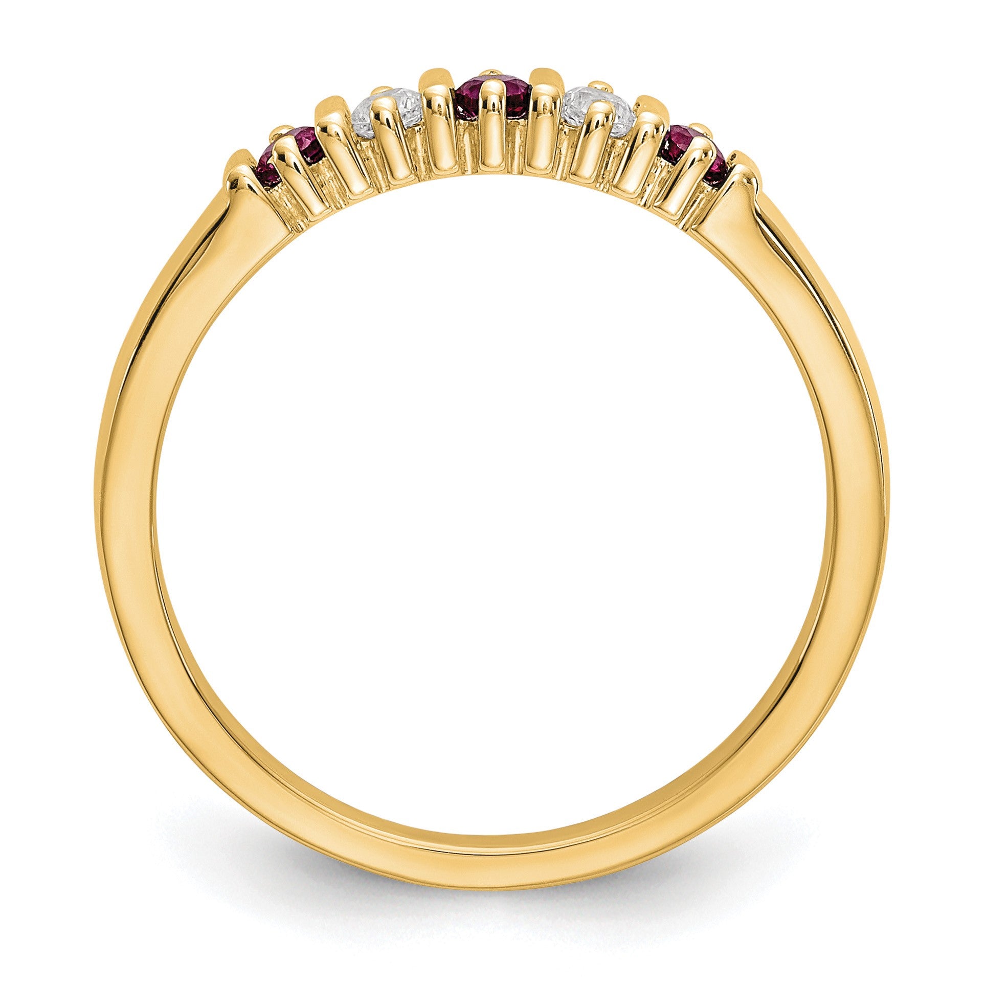 14k Yellow Gold 1/15 carat Diamond and Ruby Complete Band