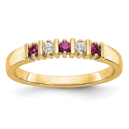 14k Yellow Gold 1/15 carat Diamond and Ruby Complete Band