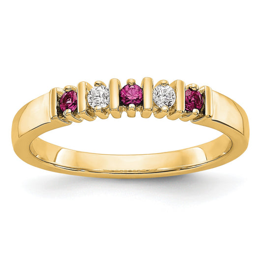 14k Yellow Gold 1/15 carat Diamond and Ruby Complete Band