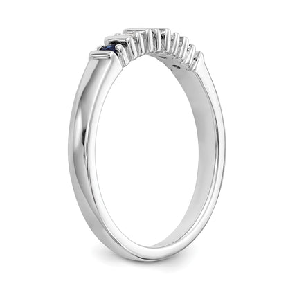 14k White Gold 1/15 carat Diamond and Blue Sapphire Complete Band