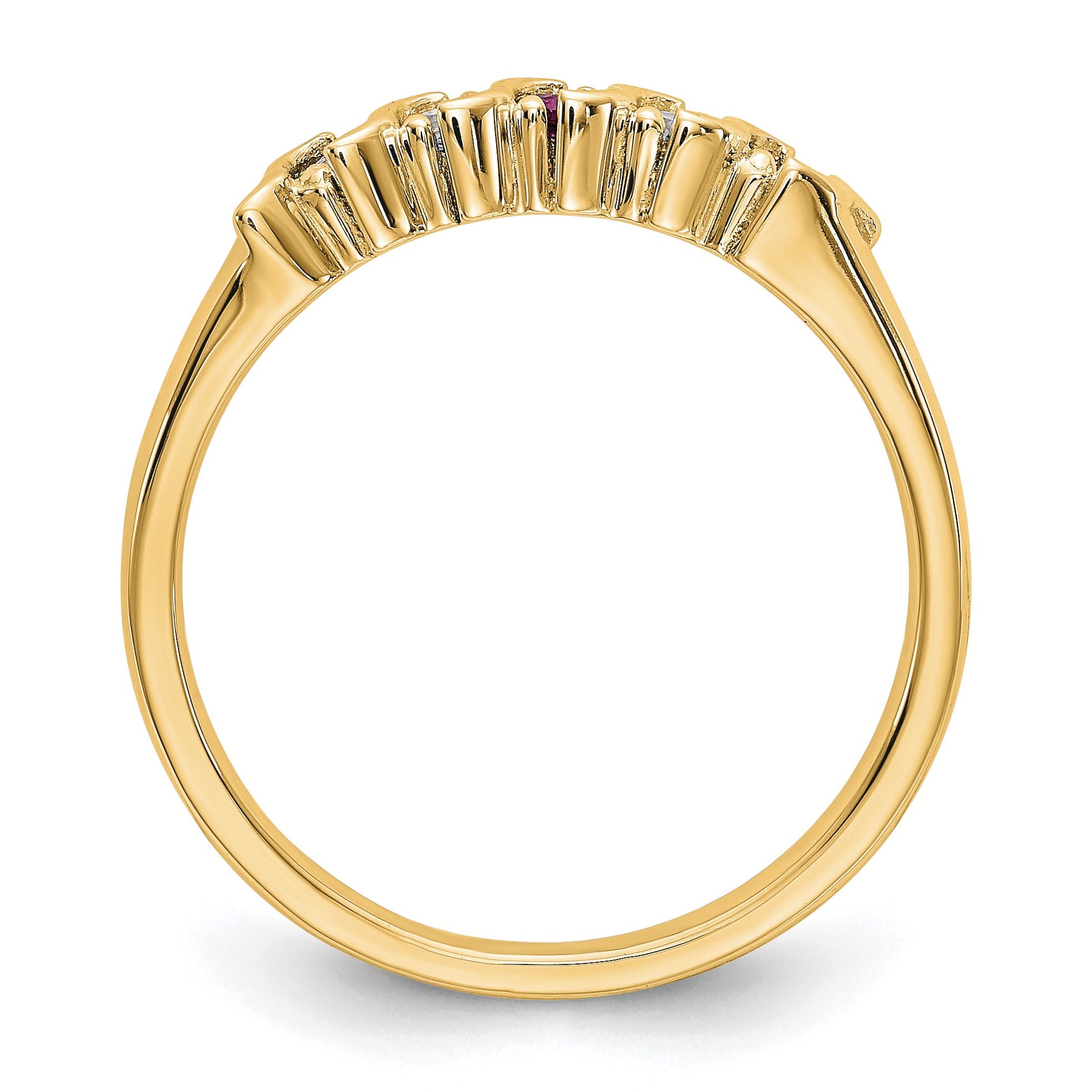 14k Yellow Gold 1/10 carat Diamond and Ruby Complete Band