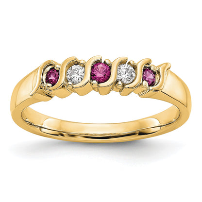 14k Yellow Gold 1/10 carat Diamond and Ruby Complete Band