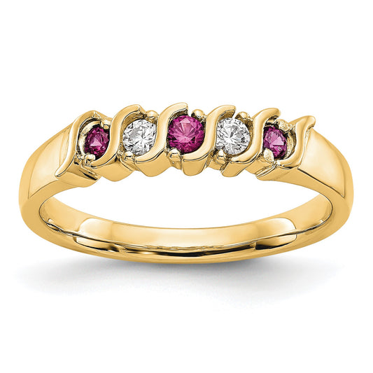 14k Yellow Gold 1/10 carat Diamond and Ruby Complete Band