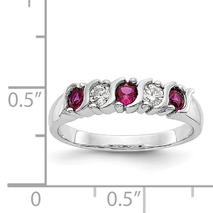 14k White Gold 1/5 carat Diamond and Ruby Complete Band