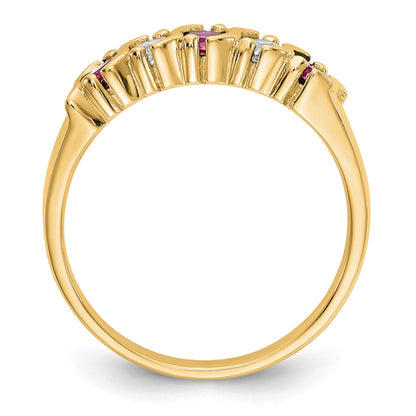 14k Yellow Gold 1/5 carat Diamond and Ruby Complete Band