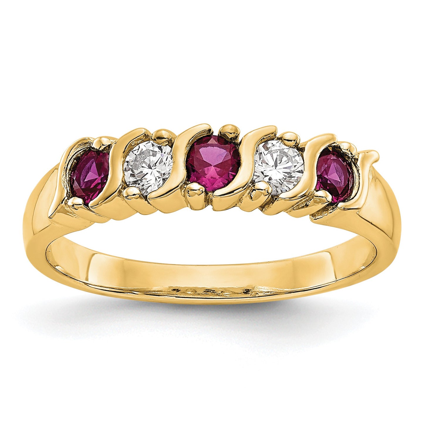 14k Yellow Gold 1/5 carat Diamond and Ruby Complete Band