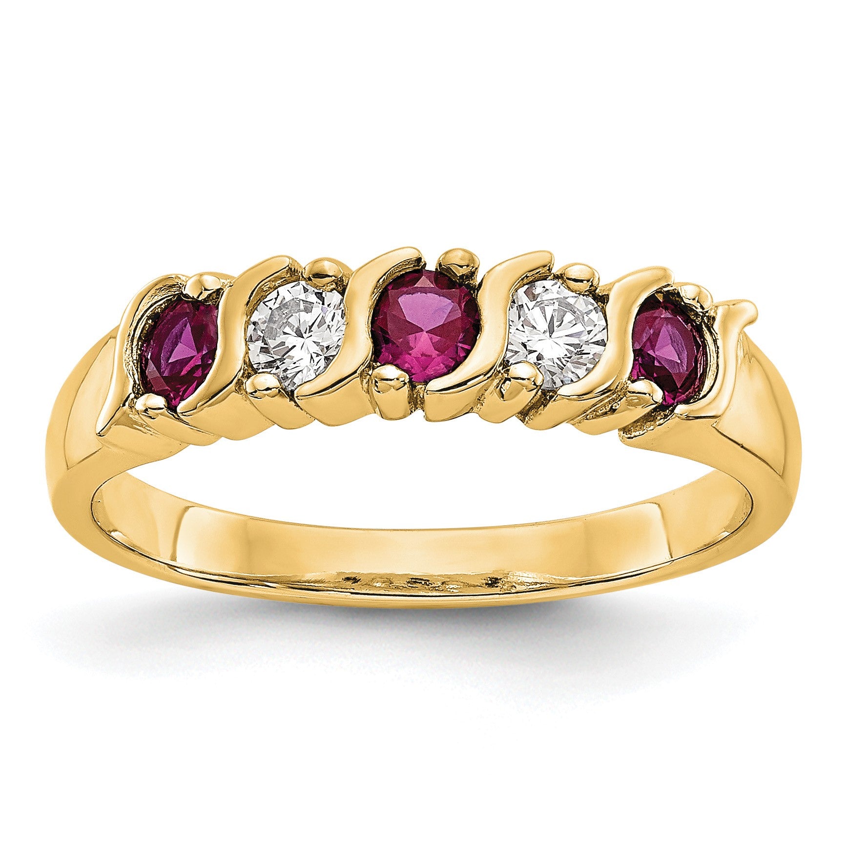 14k Yellow Gold 1/5 carat Diamond and Ruby Complete Band