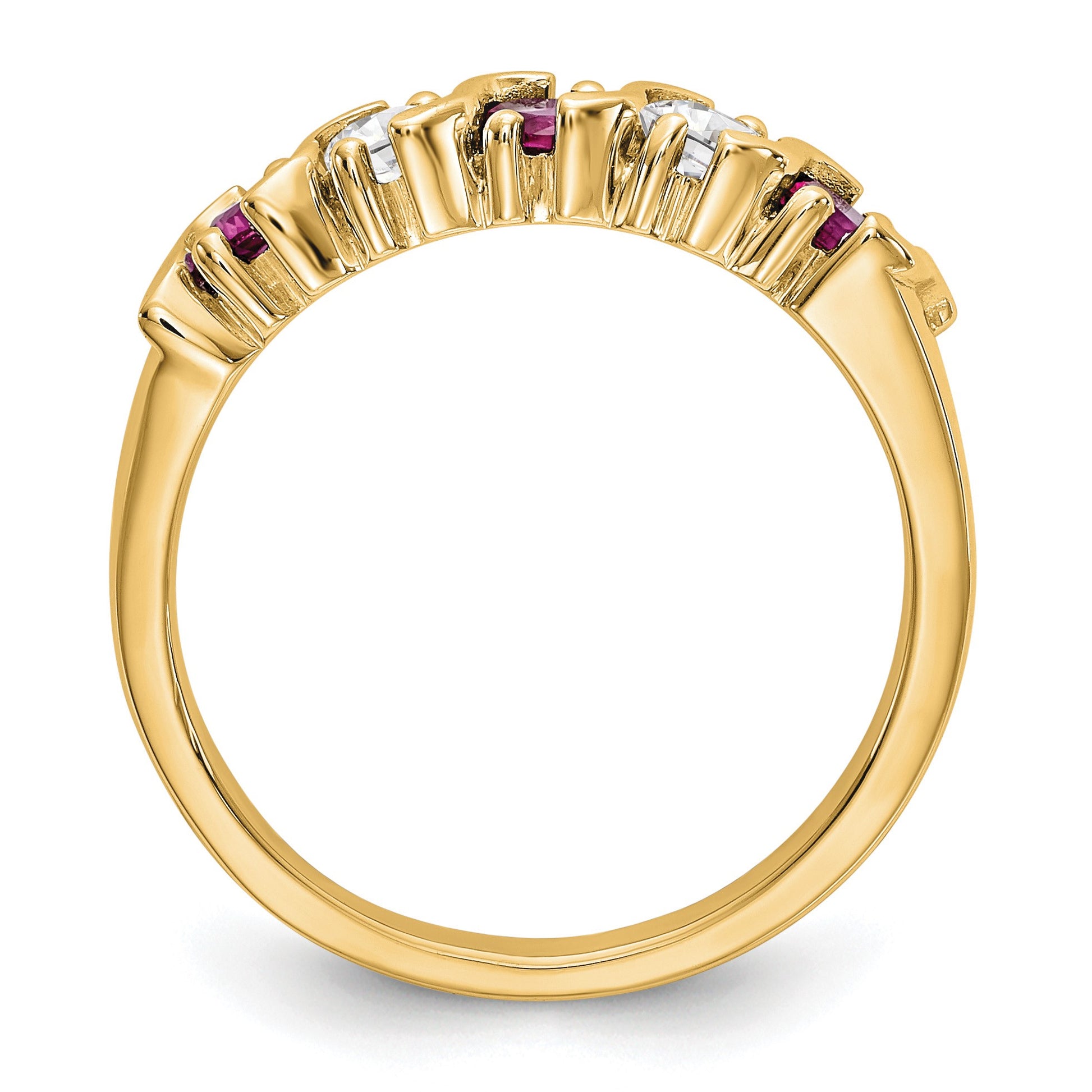 14k Yellow Gold 1/3 carat Diamond and Ruby Complete Band