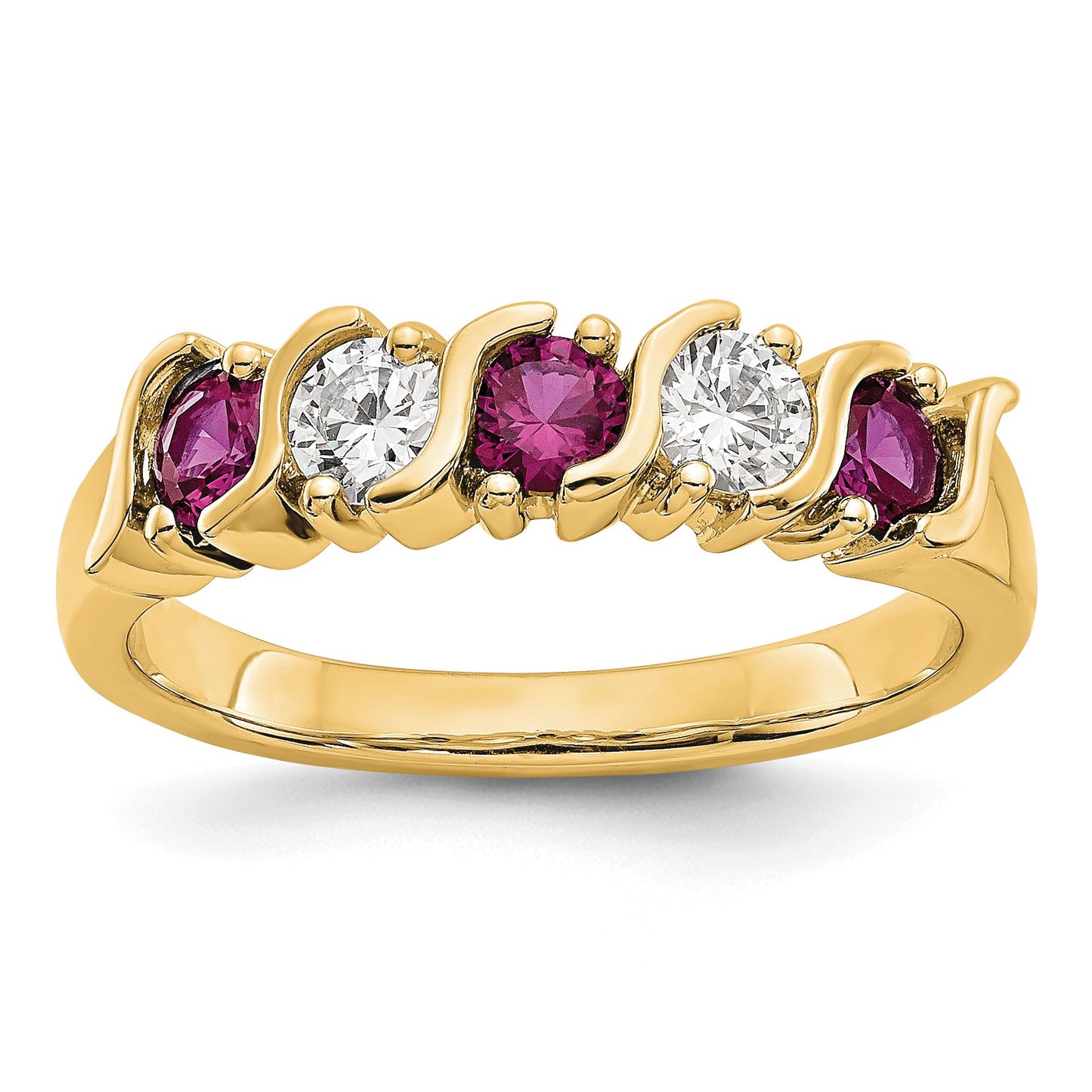 14k Yellow Gold 1/3 carat Diamond and Ruby Complete Band