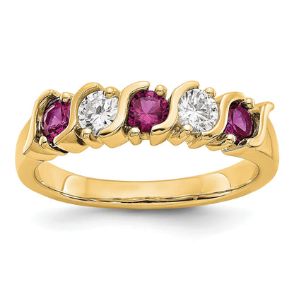 14k Yellow Gold 1/3 carat Diamond and Ruby Complete Band